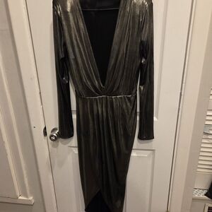 Express Shimmering Black Long Sleeve Dress